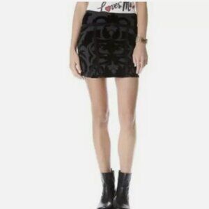 Free People Velvet Damask Stretch Mini Skirt